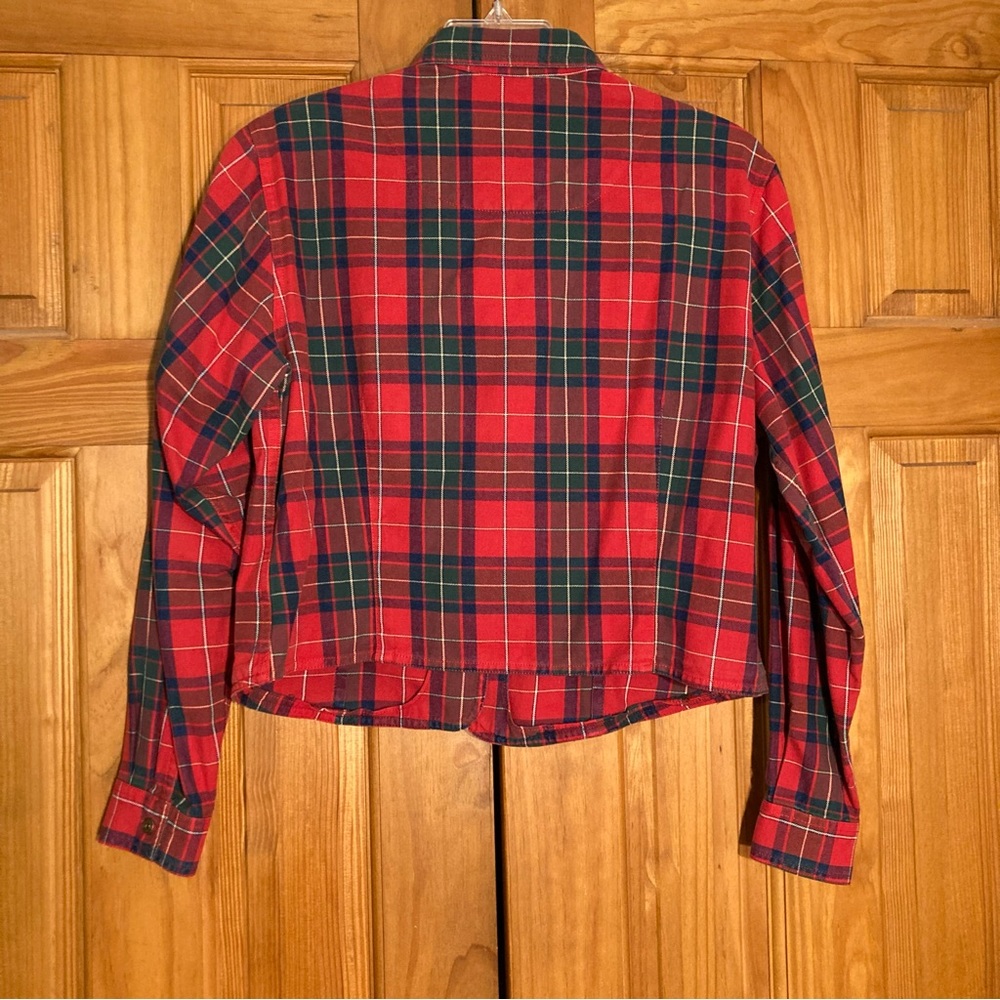 NWOT Liz Claiborne Lizwear Vintage 90s Top Long Sleeve Blouse Plaid Red Size 14 - Picture 7 of 16
